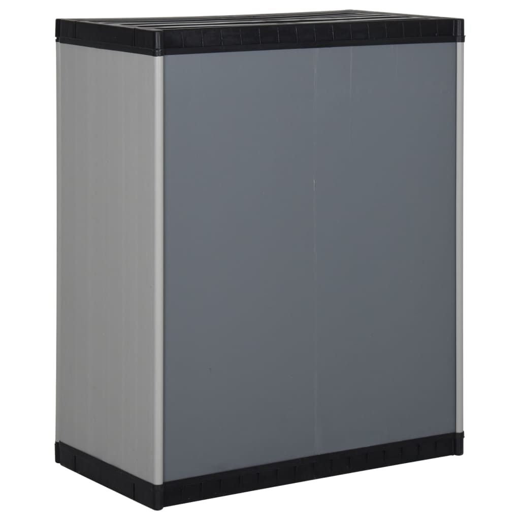 vidaXL Záhradná úložná skrinka s 1 policou sivá a čierna 68x40x85 cm