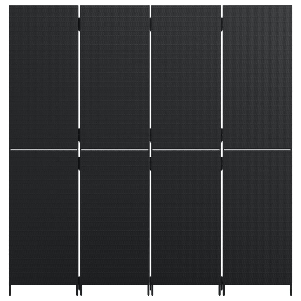 vidaXL Paraván 4 panely čierny polyratan