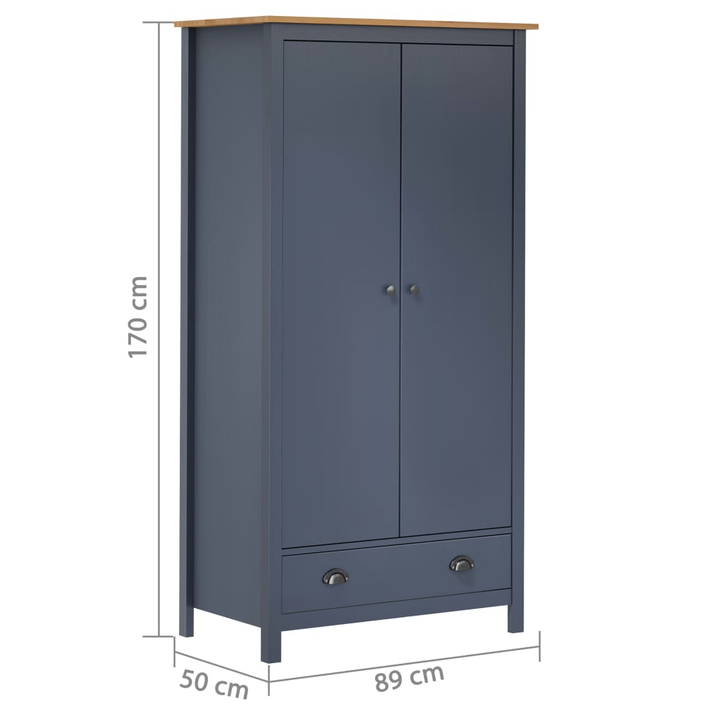 vidaXL 2-dverový šatník Hill, sivý 89x50x170 cm, borovicový masív