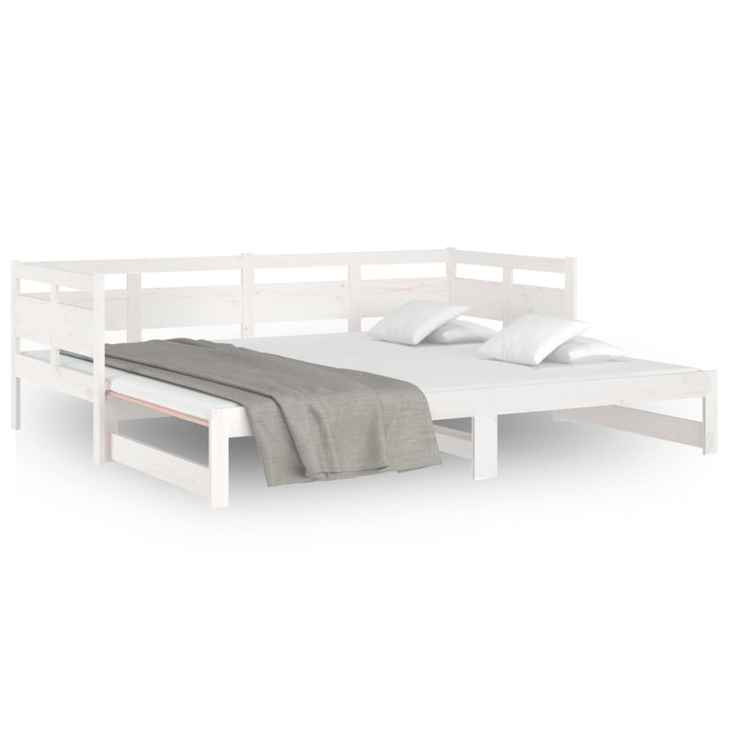 vidaXL Rozkladacia denná posteľ biela borovicový masív 2x(80x200) cm