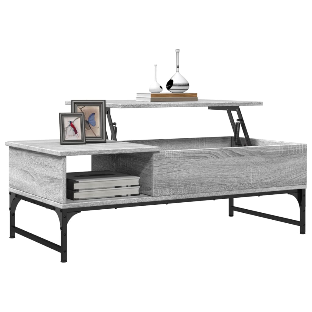 vidaXL Konferenčný stolík sivá sonoma 100x50x35cm kompozitné drevo+kov