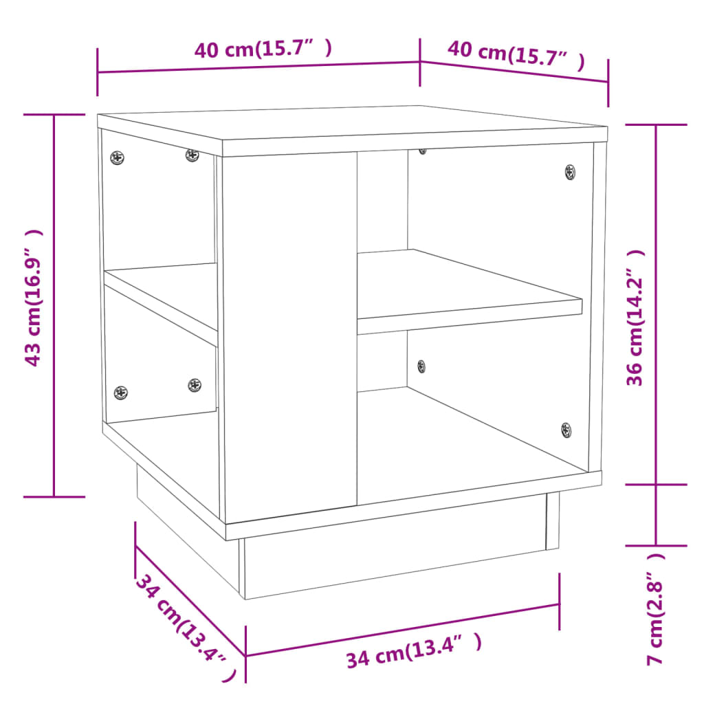 vidaXL Konferenčný stolík betónový sivý 40x40x43 cm spracované drevo