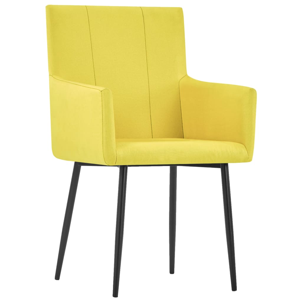 vidaXL Jedálenské stoličky s opierkami rúk 4 ks žlté látkové