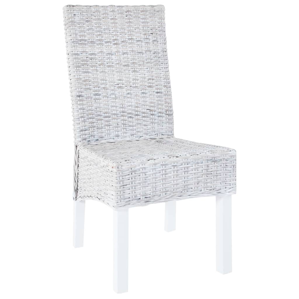 vidaXL Jedálenské stoličky 4ks, svetlohnedé, kubu ratan, mangové drevo