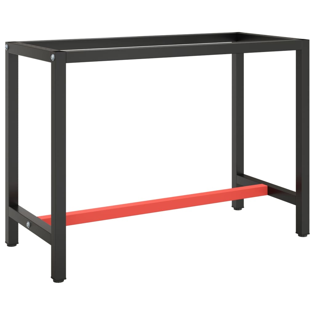 vidaXL Rám pracovného stola matný čierny a matný červený 110x50x79 cm kov