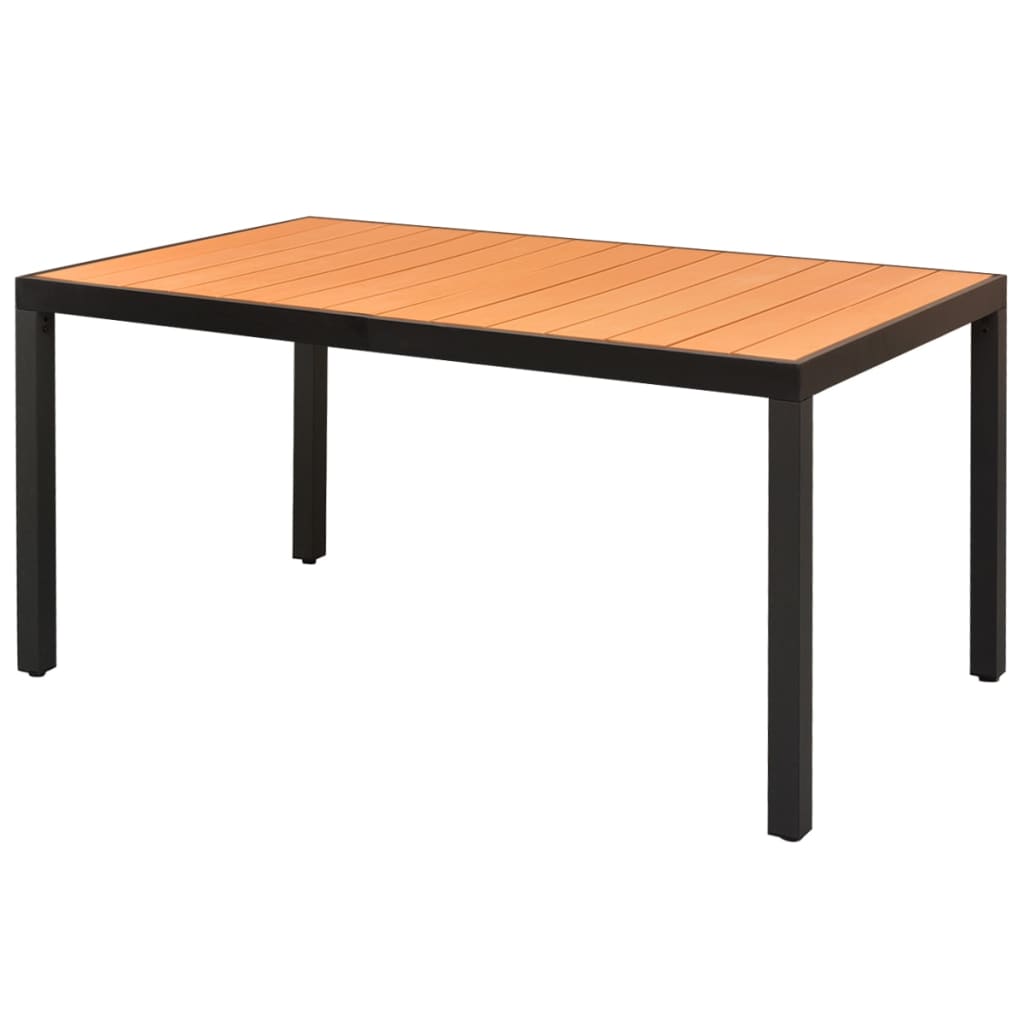 vidaXL Záhradný stôl, hnedý 150x90x74 cm, hliník a WPC
