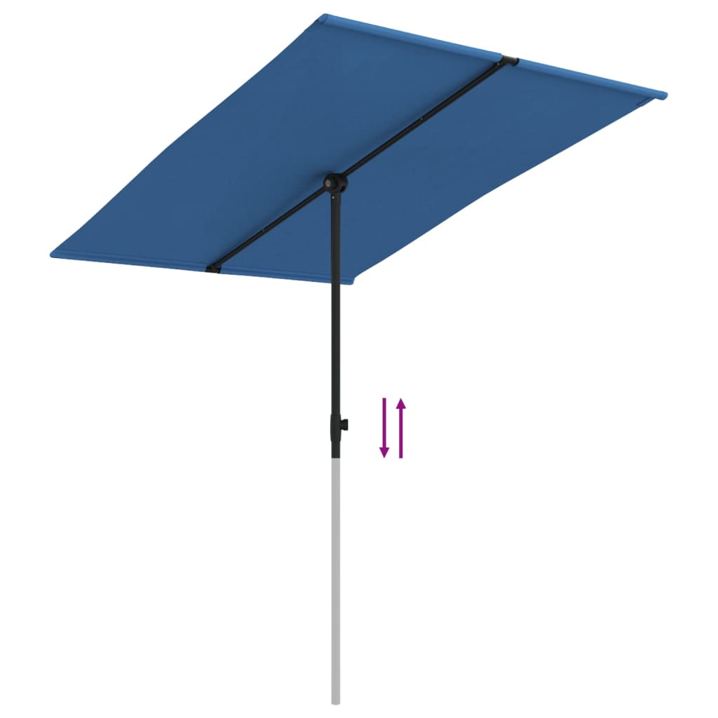 vidaXL Vonkajší slnečník s hliníkovou tyčou 2x1,5 m, azúrovo modrý