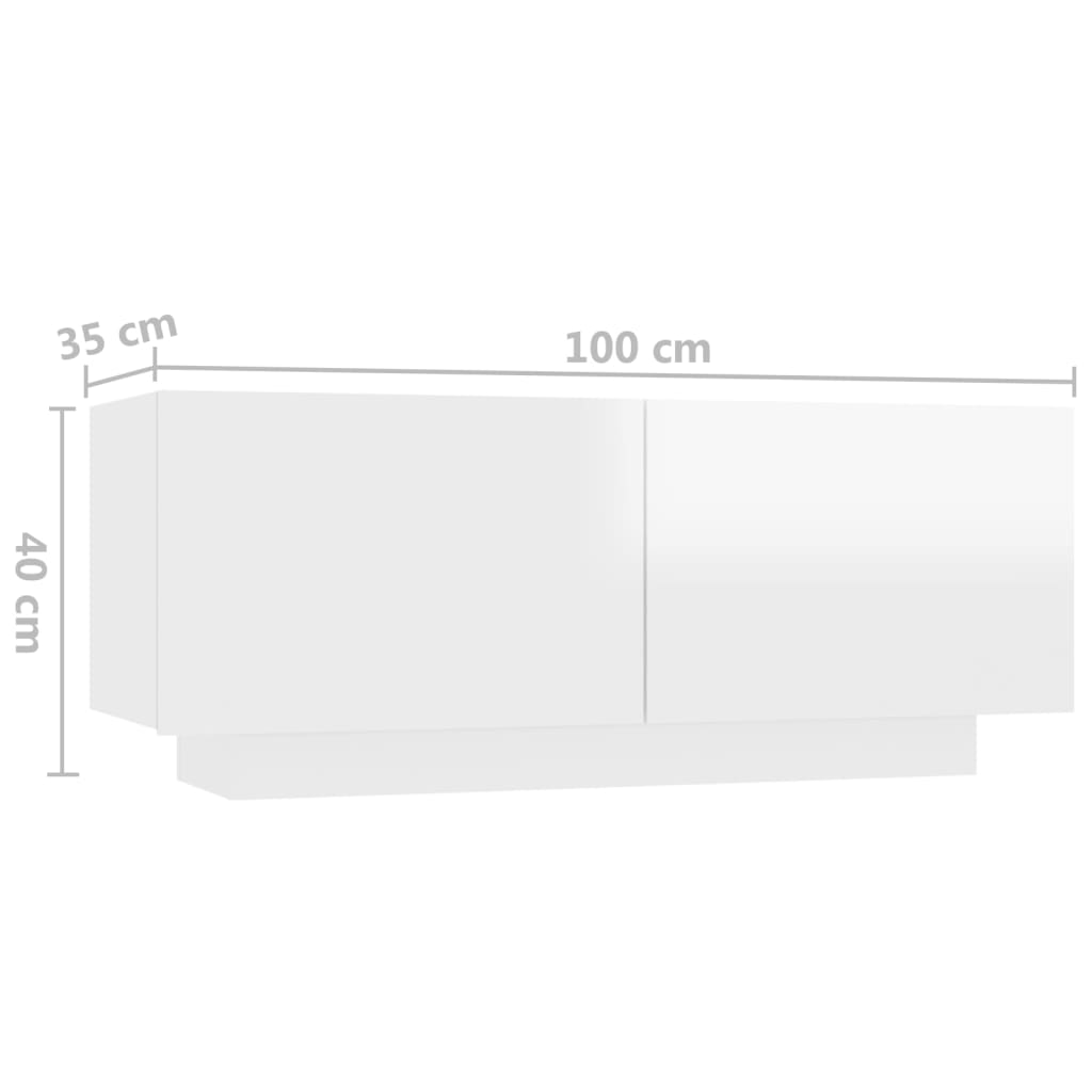 vidaXL Nočný stolík vysokolesklý biely 100x35x40 cm drevotrieska