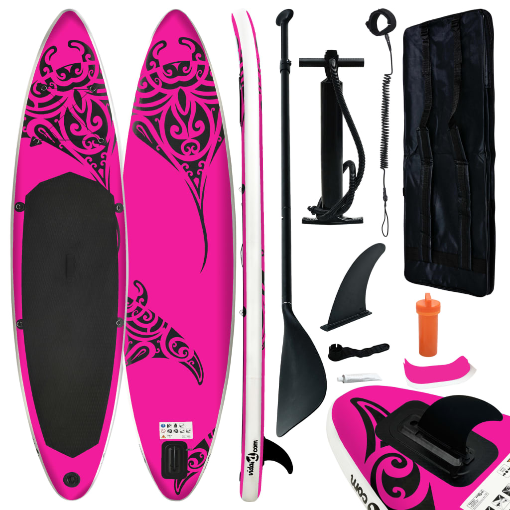 vidaXL Nafukovací Stand Up Paddleboard 320x76x15 cm ružový