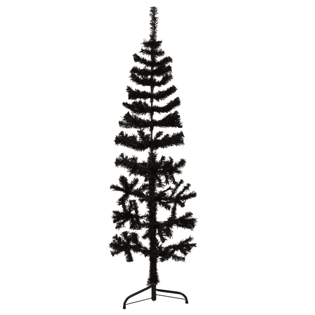 vidaXL Umelý vianočný polovičný stromček s podstavcom čierny 120 cm