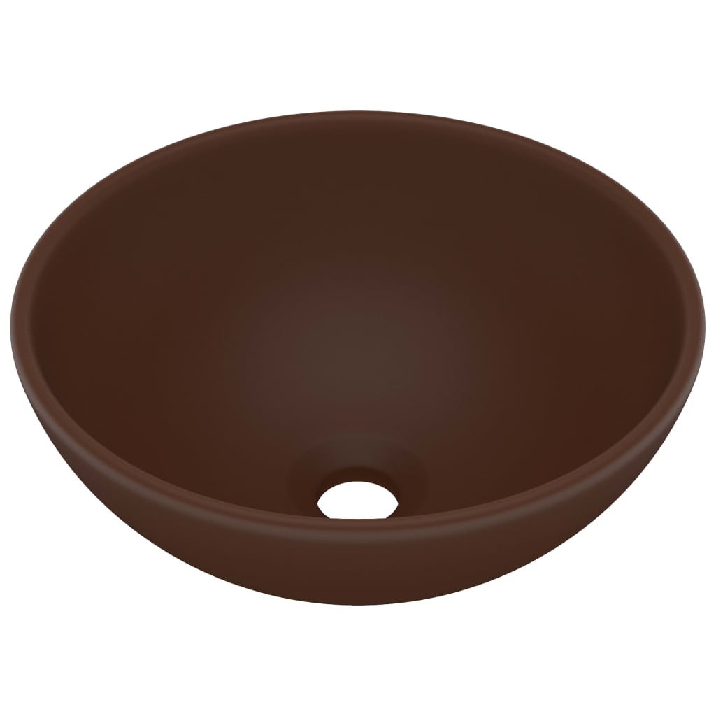 vidaXL Luxusné umývadlo, okrúhle, matné tmavohnedé 32,5x14cm, keramika