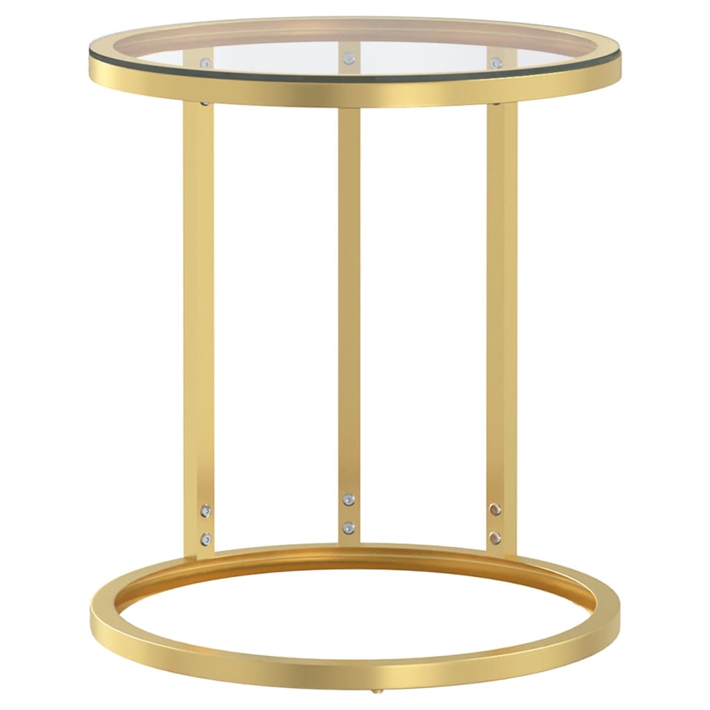 vidaXL Bočný stolík zlatý a priehľadný 45 cm tvrdené sklo