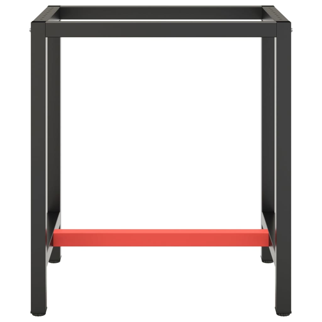 vidaXL Rám pracovného stola matný čierny a matný červený 70x50x79 cm kov