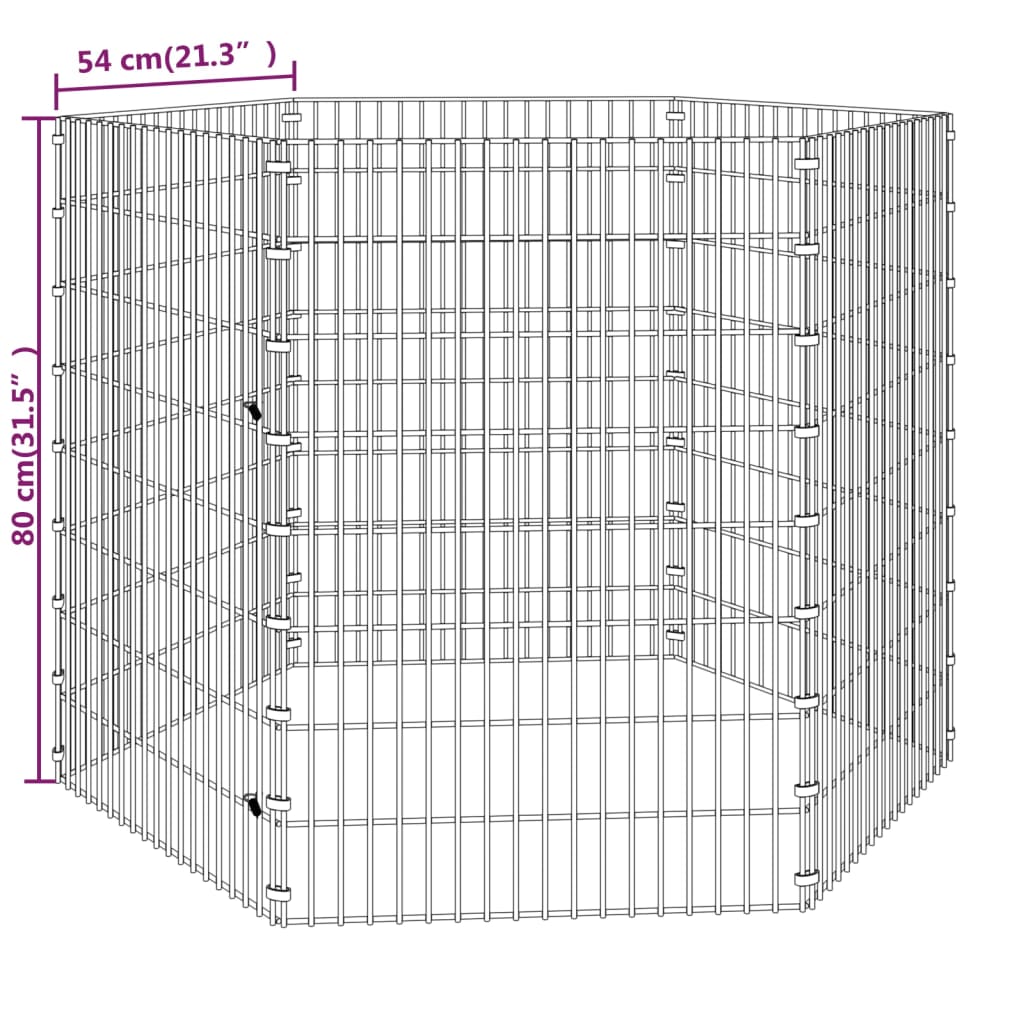 vidaXL 6-panelová klietka pre králiky 54x80 cm pozinkované železo