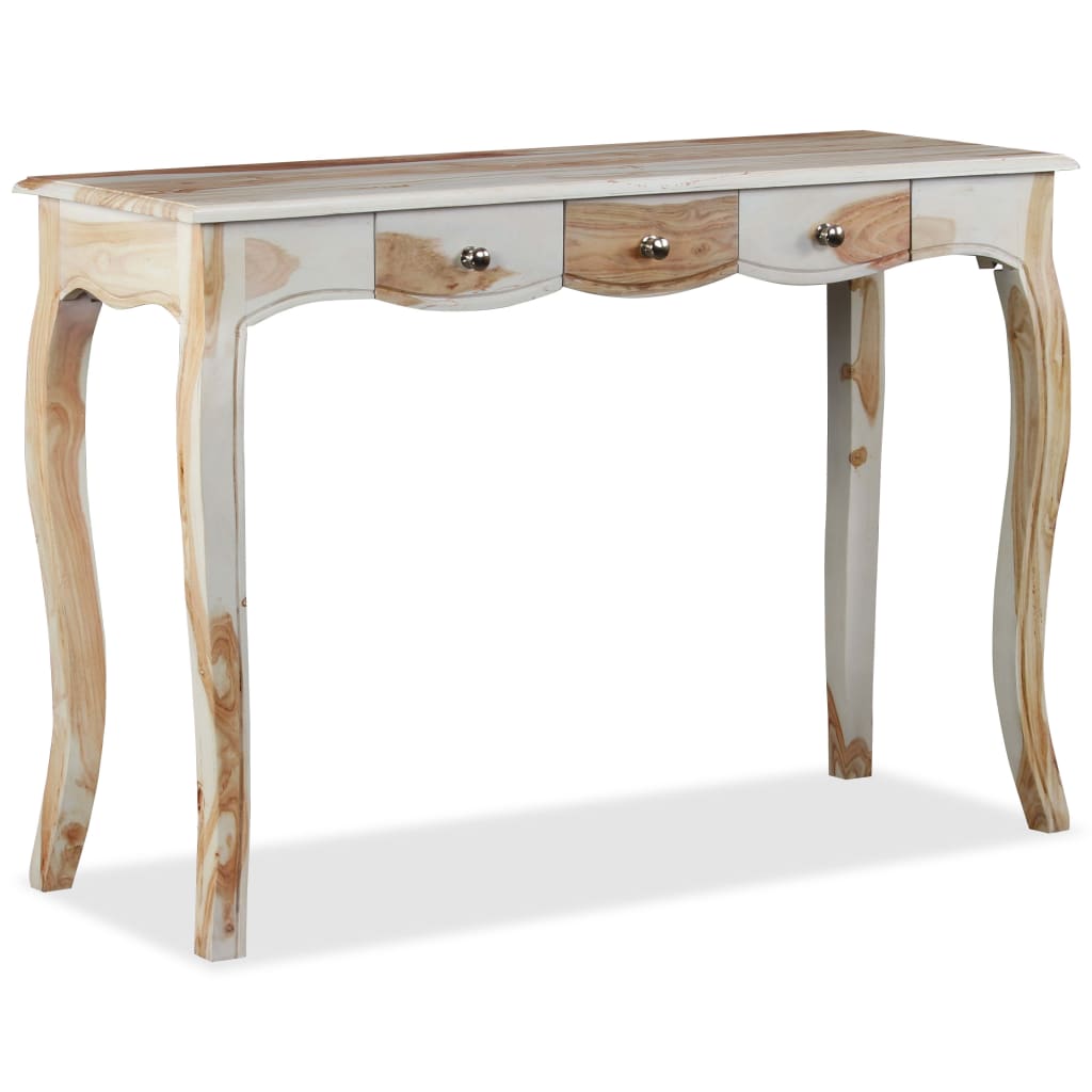 vidaXL Konzolový stolík s 3 zásuvkami, masívne sheeshamové drevo, 110x40x76 cm