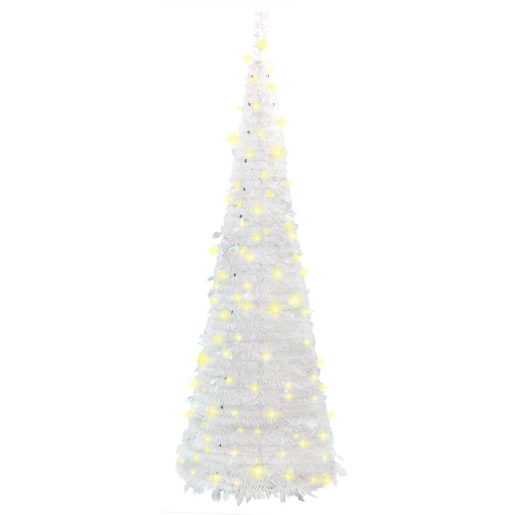 vidaXL Umelý vianočný stromček vyskakovací 50 LED biely 120 cm