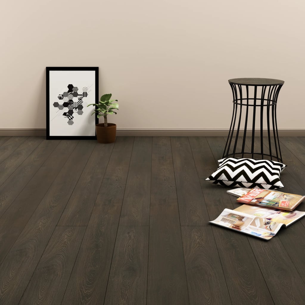 vidaXL Samolepiace podlahové dosky 4,46 m², 3 mm, PVC, tmavohnedé