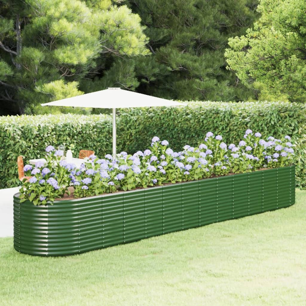 vidaXL Vyvýšený záhradný záhon zelený 554x100x68 cm práškovaná oceľ