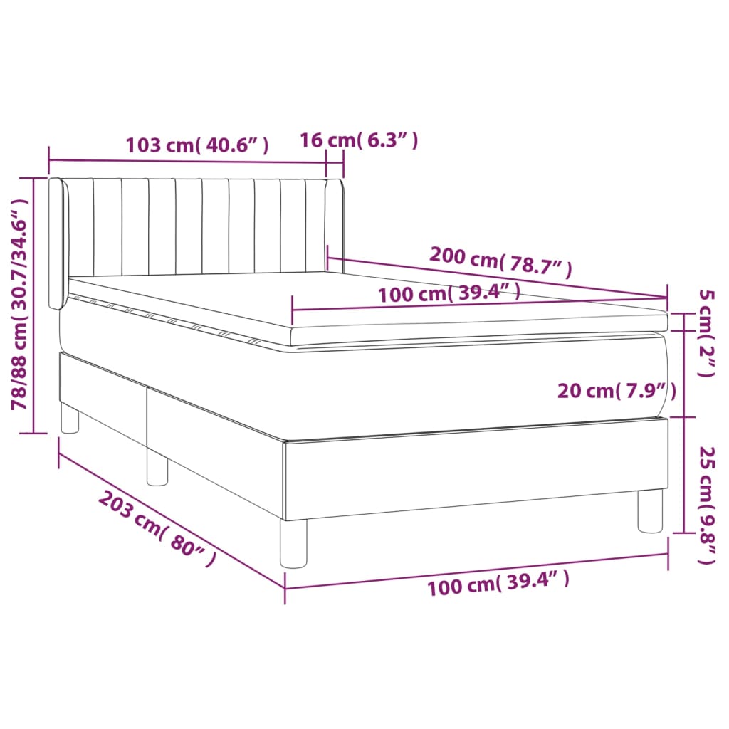 vidaXL Boxspring posteľ s matracom bledosivý 100x200 cm látka
