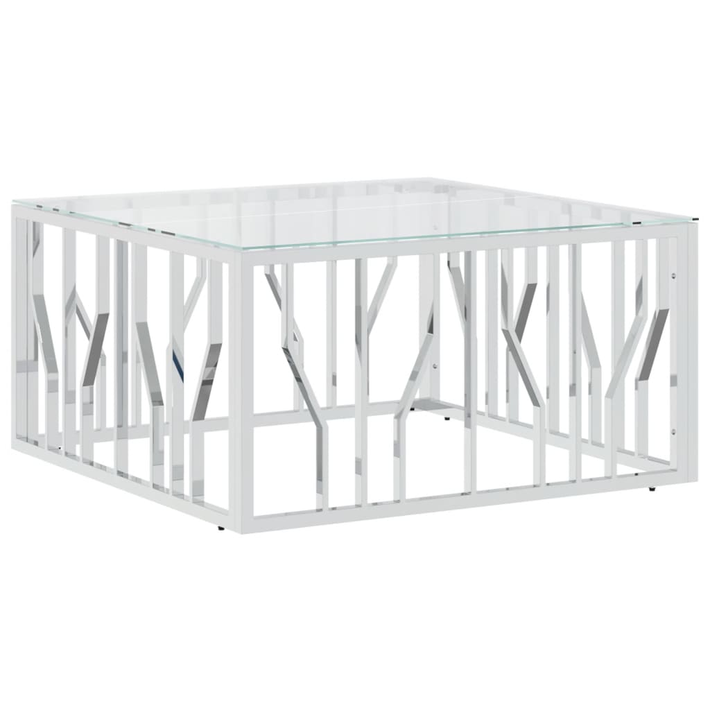 vidaXL Konferenčný stolík 80x80x40 cm nehrdzavejúca oceľ a sklo