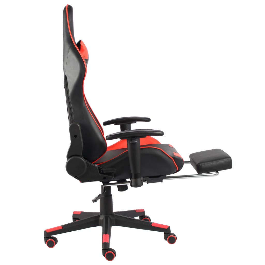 vidaXL Otočná herná stolička s opierkou nôh červená PVC