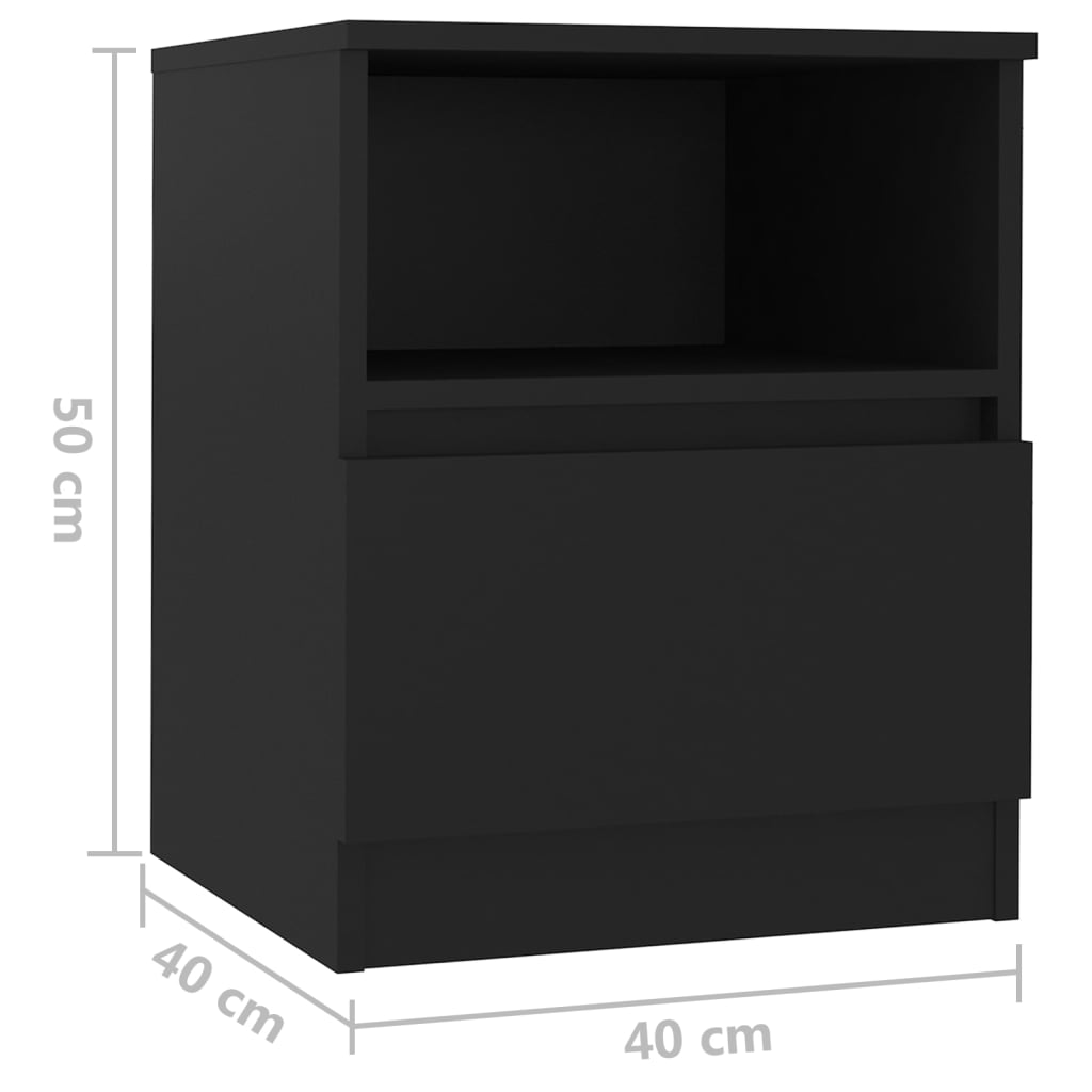 vidaXL Nočné stolíky 2 ks, čierne 40x40x50 cm, kompozitné drevo