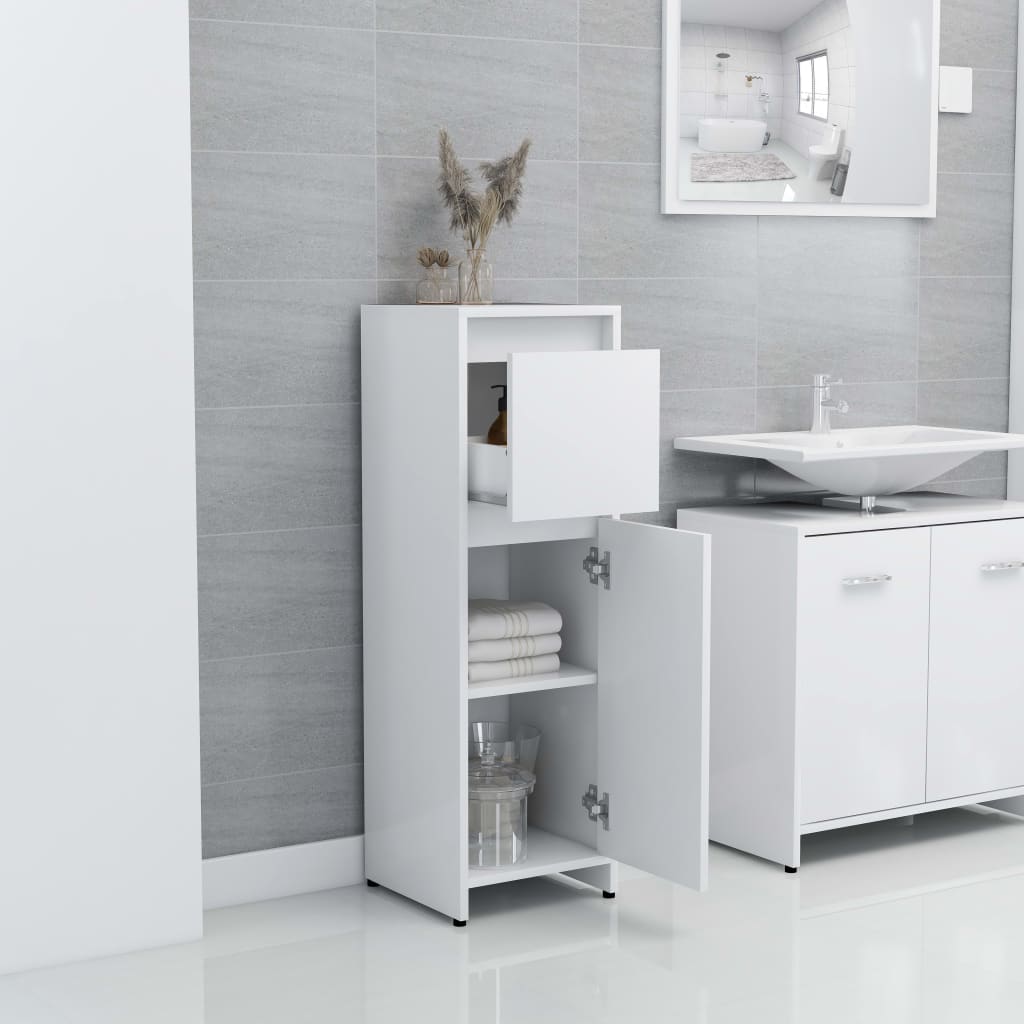 vidaXL 3-dielna súprava kúpeľňového nábytku, biela, drevotrieska