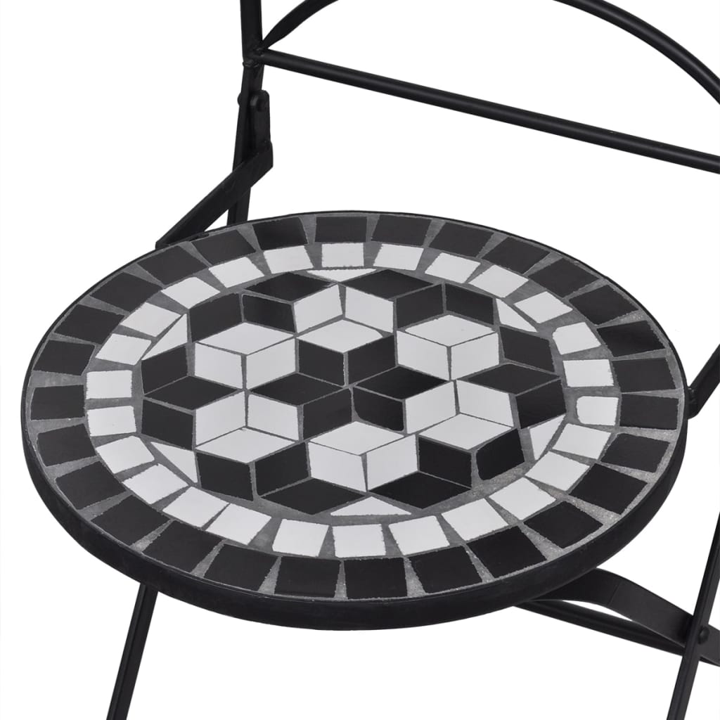 vidaXL Skladacie záhradné stoličky 2 ks, keramika, čierne a biele