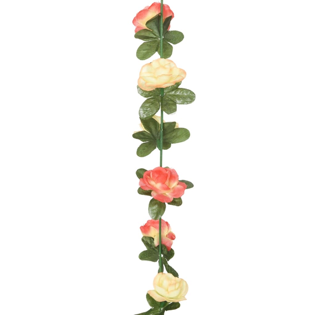 vidaXL Umelé kvetinové girlandy 6 ks ružová a farba šampanského 240 cm