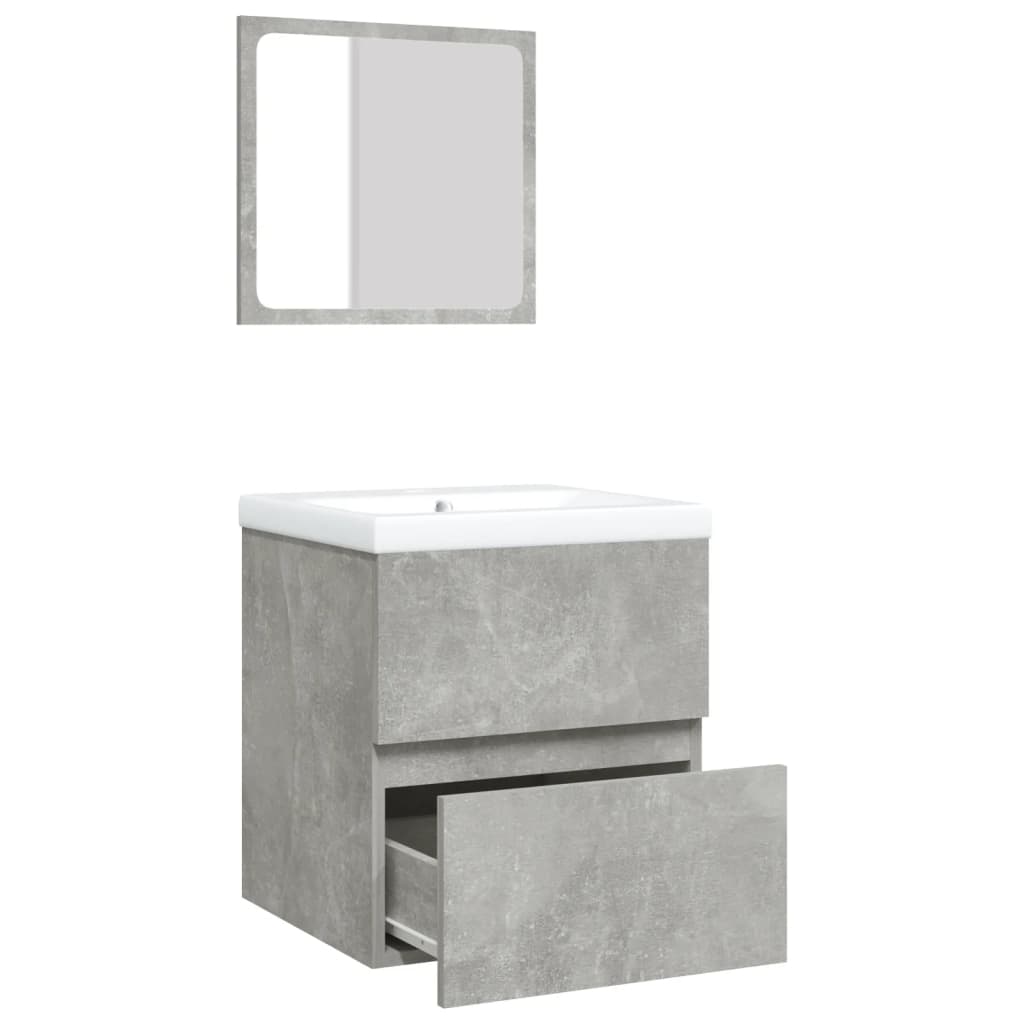VidaXL Kúpeľňová skrinka s umývadlom a zrkadlom betónová sivá