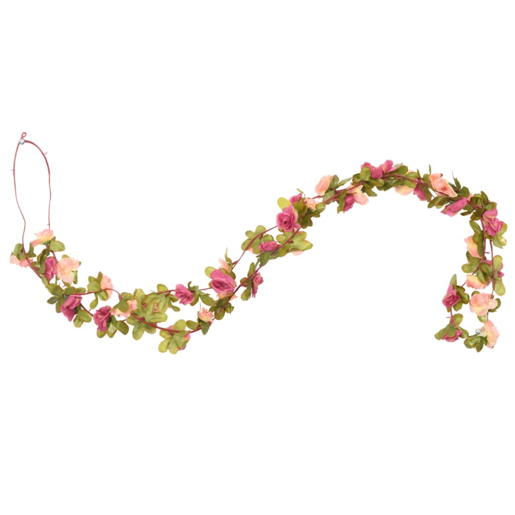 vidaXL Umelé kvetinové girlandy 6 ks, ružovočervené 250 cm