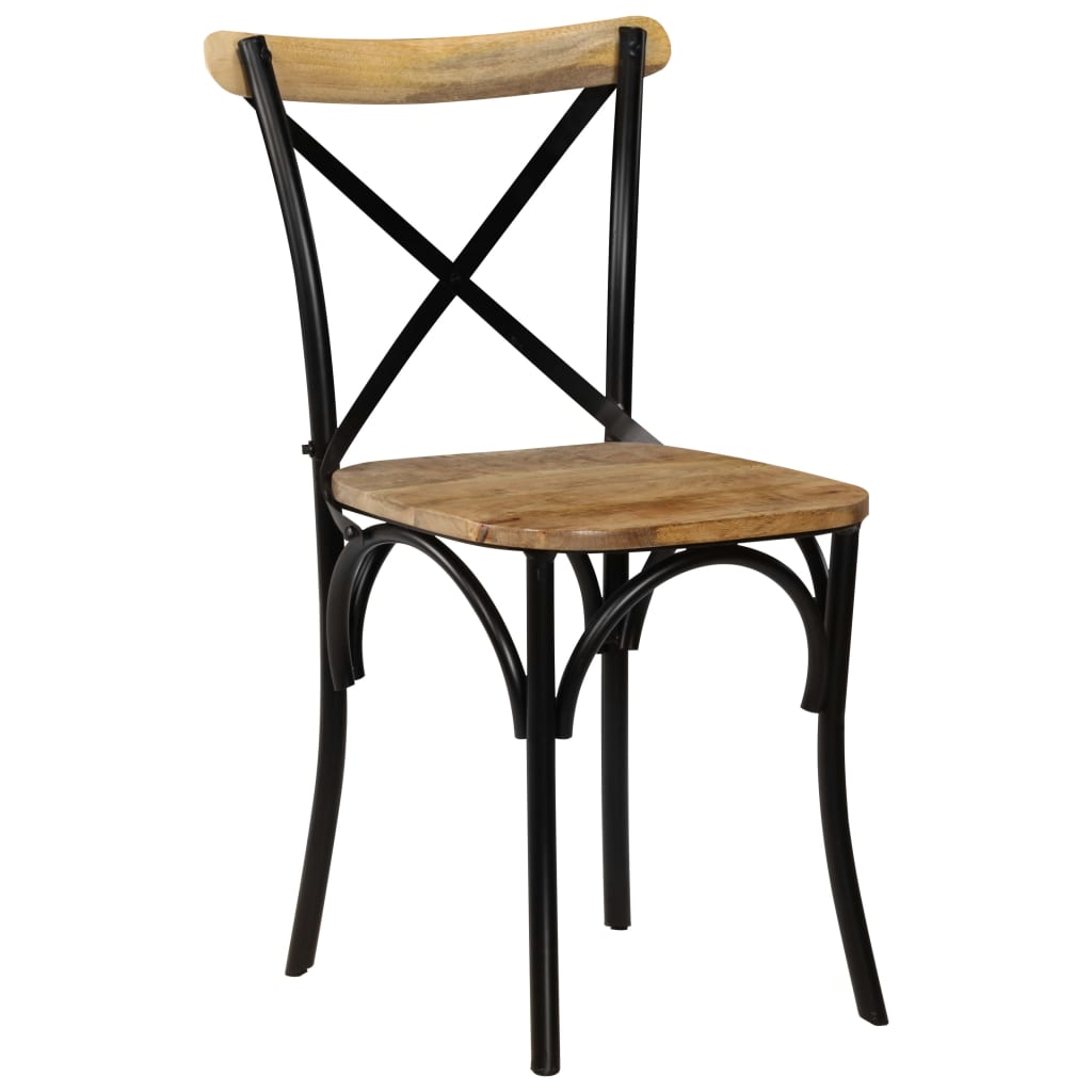 vidaXL Jedálenské stoličky s krížovým operadlom 6 ks čierne mangovníkové drevo
