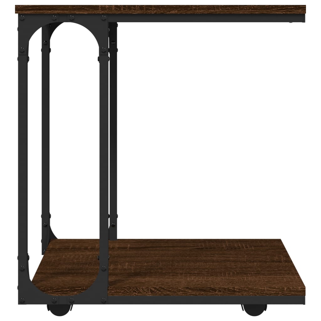 vidaXL Bočný stolík s kolieskami hnedý dub 50x35x55,5 cm sprac. drevo