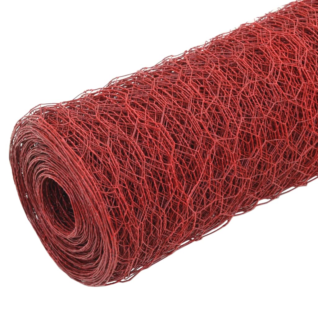 vidaXL Drôtené pletivo, oceľ potiahnutá PVC 25x1 m, červené
