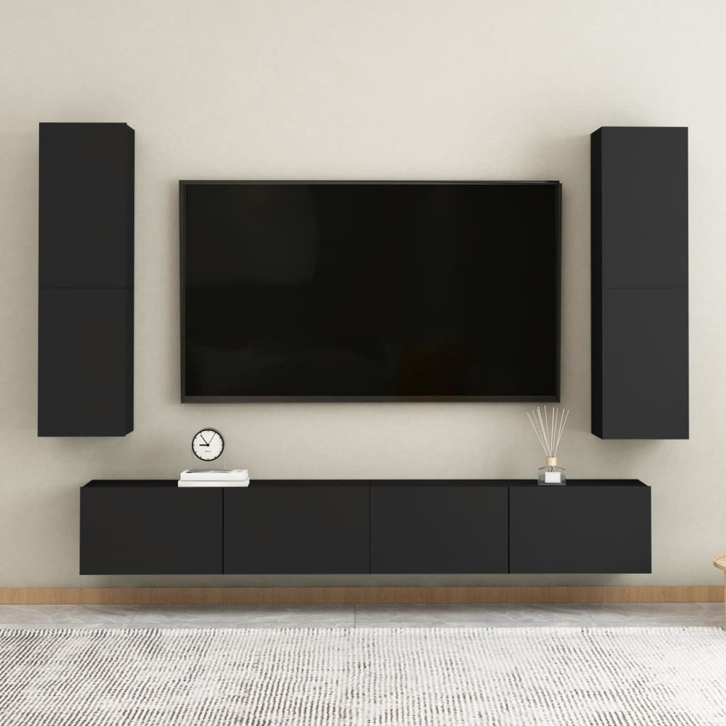 vidaXL TV skrinky 2 ks, čierne 30,5x30x110 cm, kompozitné drevo