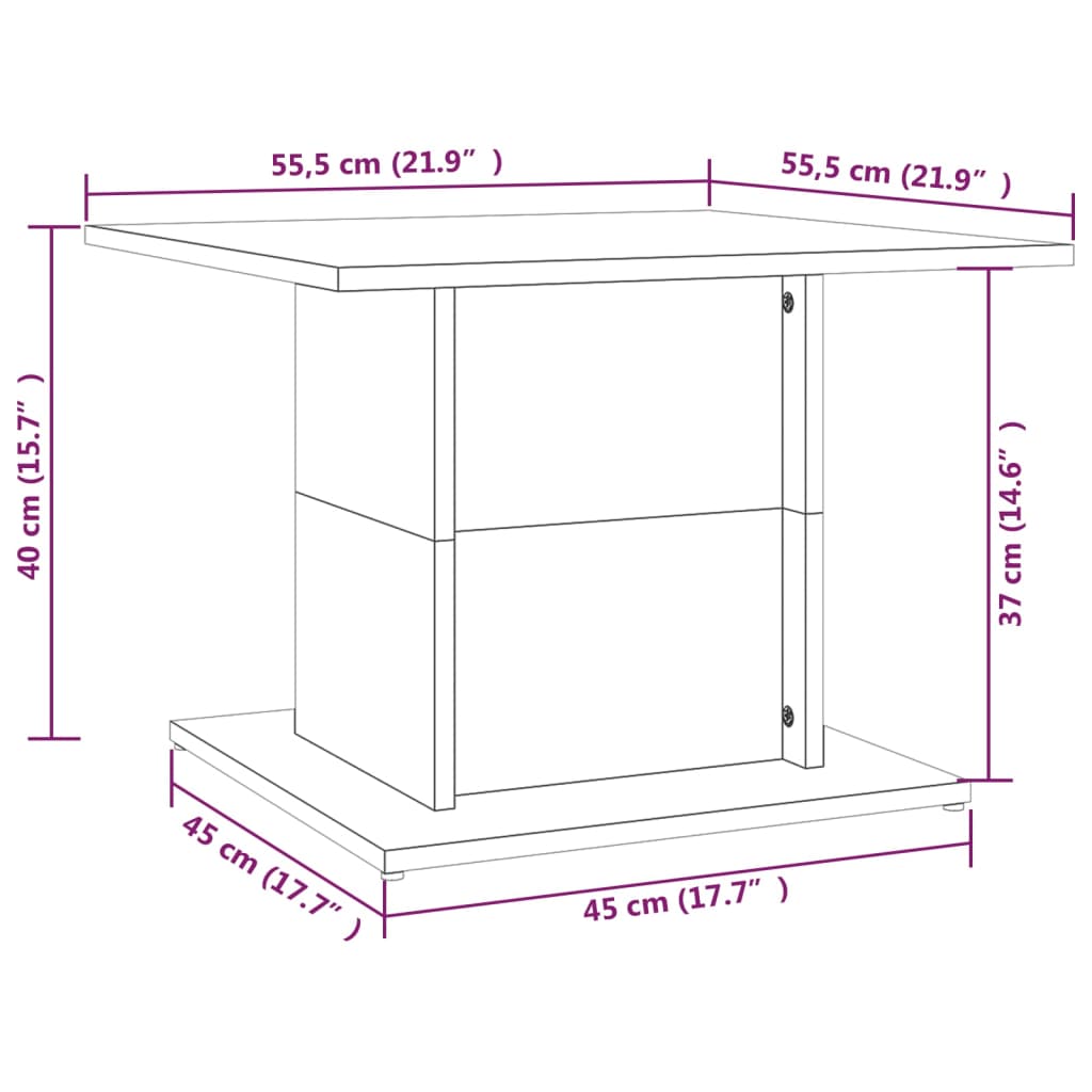 vidaXL Konferenčný stolík betónový sivý 55,5x55,5x40 cm drevotrieska