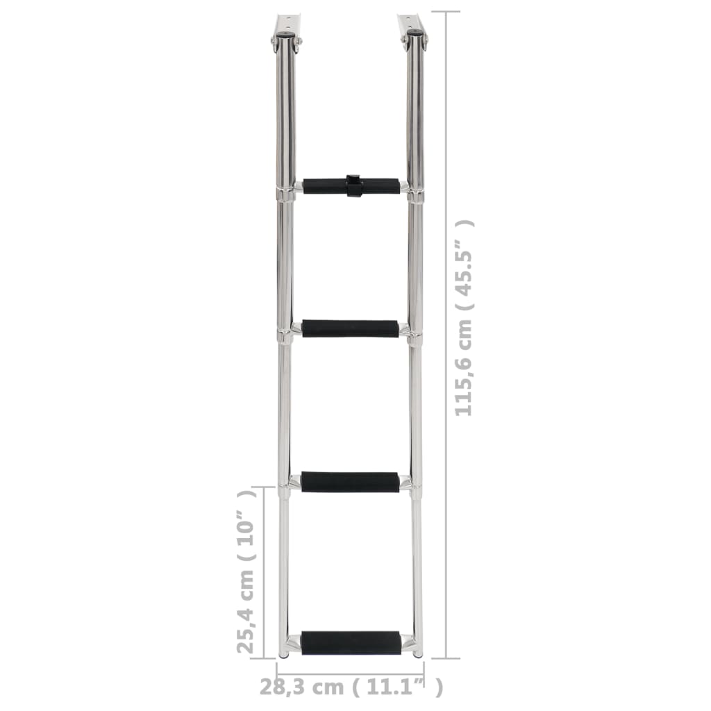 vidaXL Skladací nástupný rebrík štvorstupňový nehrdzavejúca oceľ
