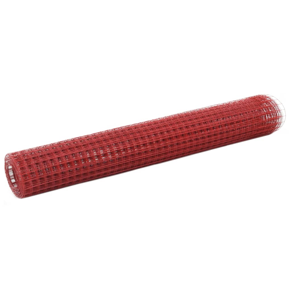 vidaXL Drôtené pletivo, oceľ potiahnutá PVC 10x1 m, červené