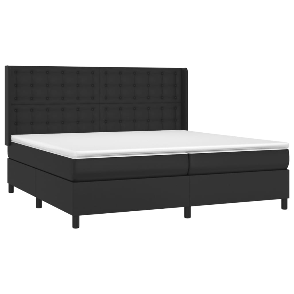 vidaXL Boxspring posteľ s matracom čierna 200x200 cm umelá koža