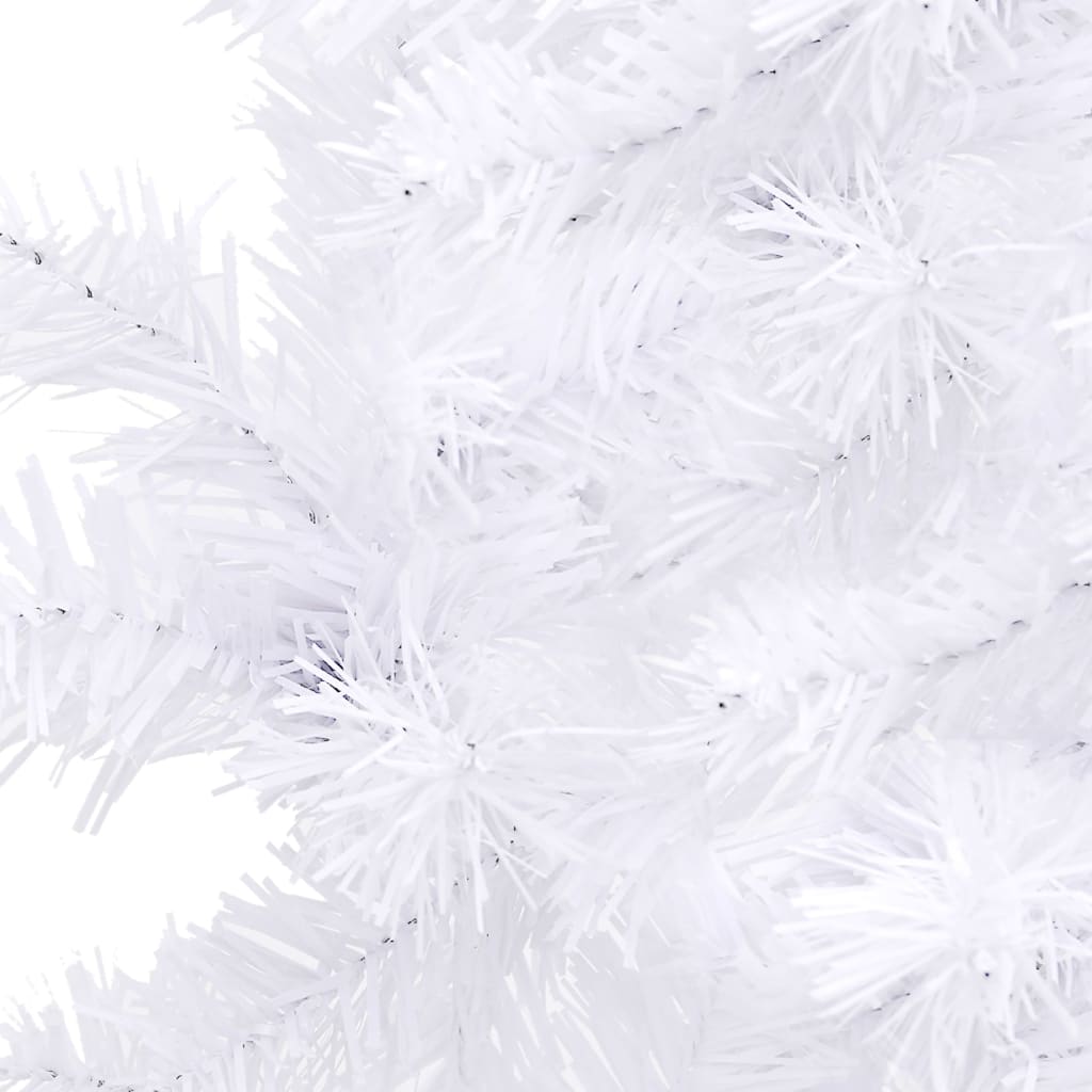 vidaXL Rohový umelý vianočný stromček s LED s guľami biely 120 cm PVC