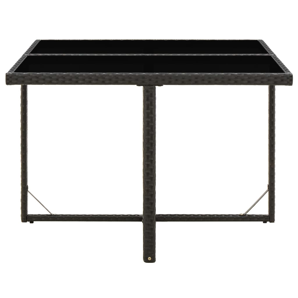 vidaXL Záhradný stôl čierny 109x107x74 cm polyratan a sklo