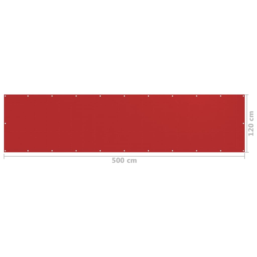 vidaXL Balkónová markíza červená 120x500 cm HDPE