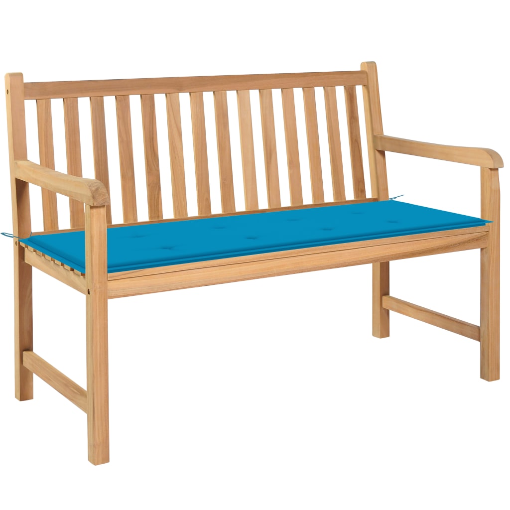 vidaXL Záhradná lavička s modrou podložkou 120 cm tíkový masív