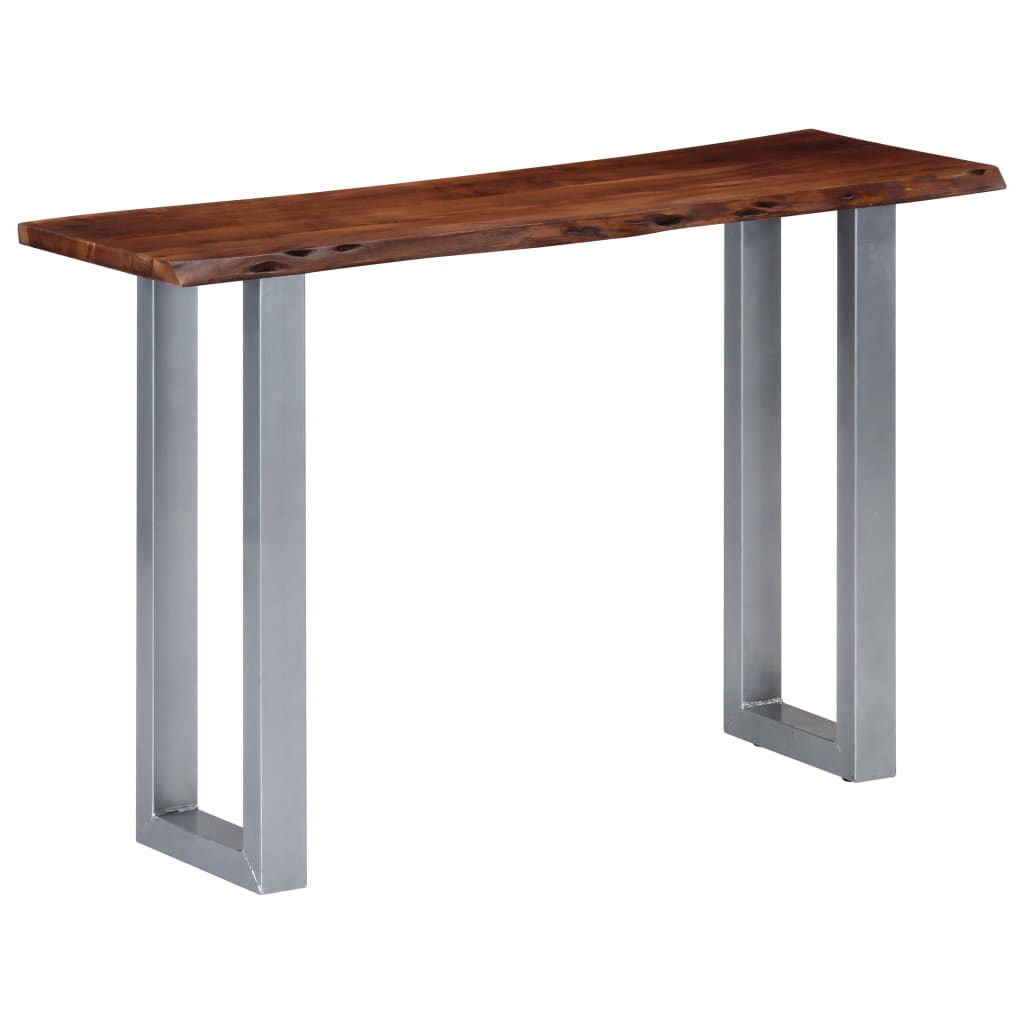 vidaXL Konzolový stolík z akáciového dreva a železa 115x35x76 cm