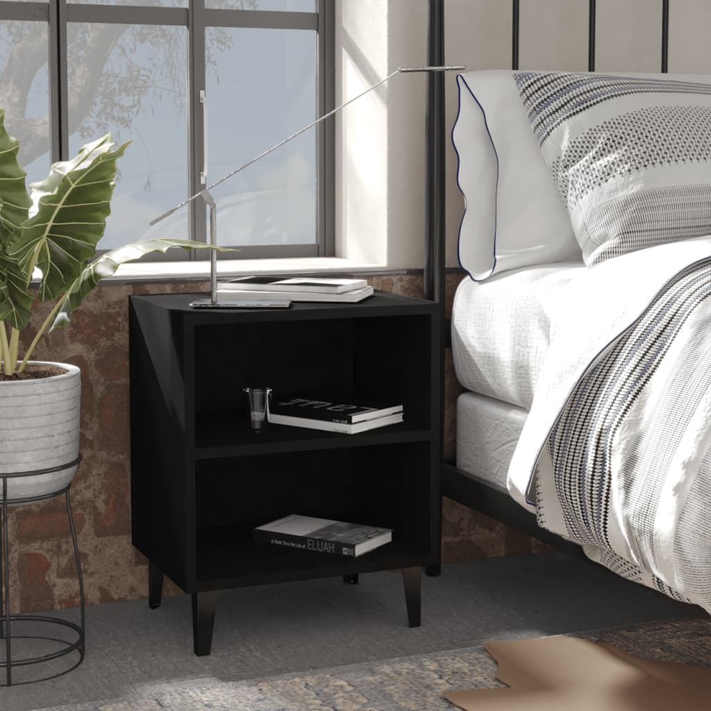 vidaXL Nočný stolík nohy z kovu čierny 40x30x50 cm