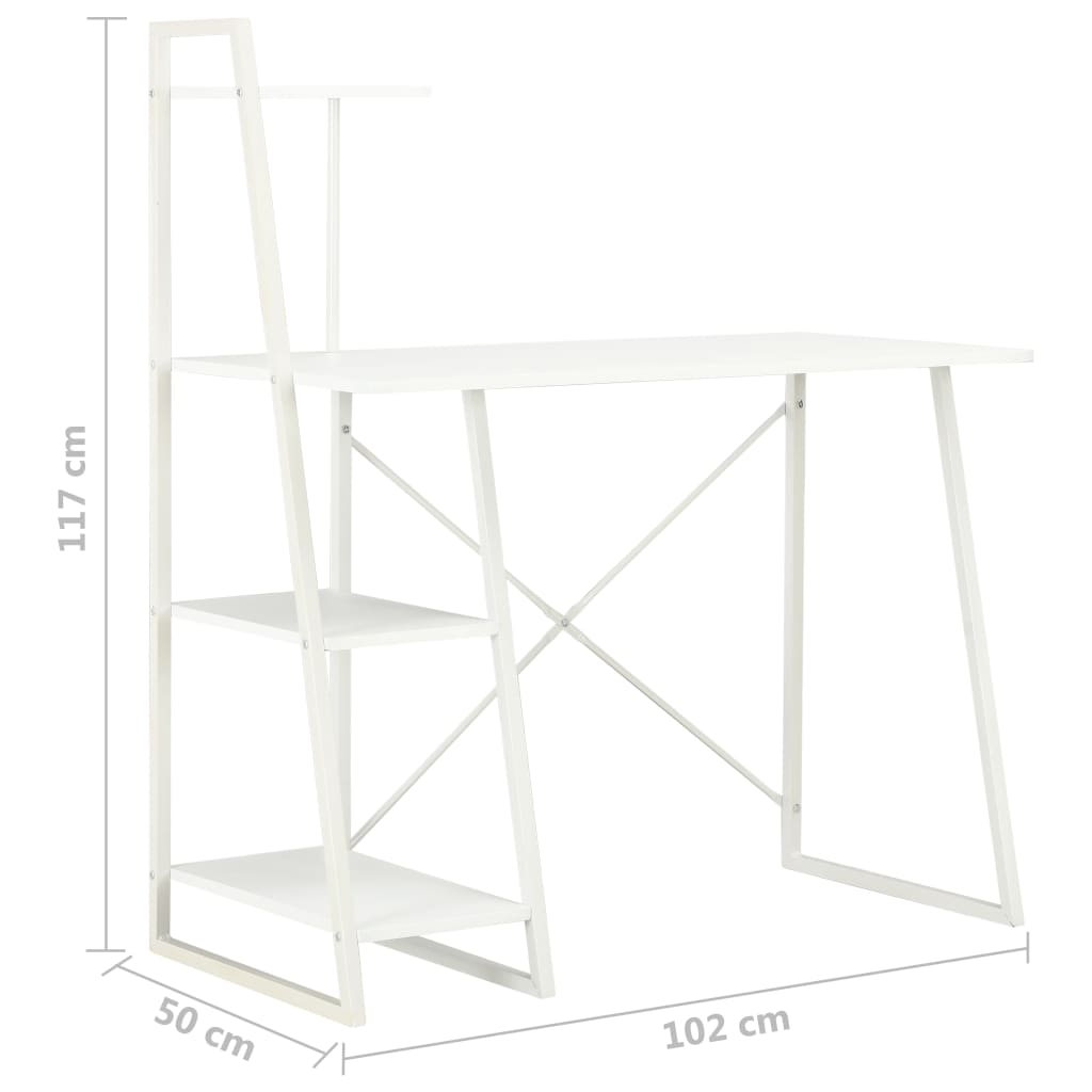 vidaXL Písací stôl s policami, biely 102x50x117 cm