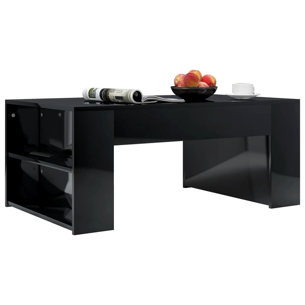 vidaXL Konferenčný stolík, lesklý čierny 100x60x42 cm, drevotrieska