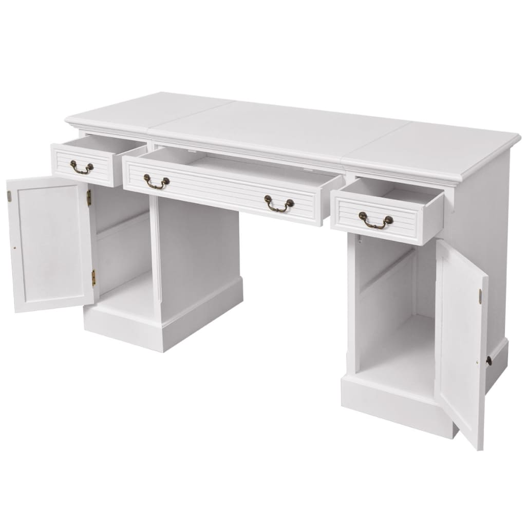 vidaXL Stôl na dvoch podstavcoch, biely, 140x48x80 cm