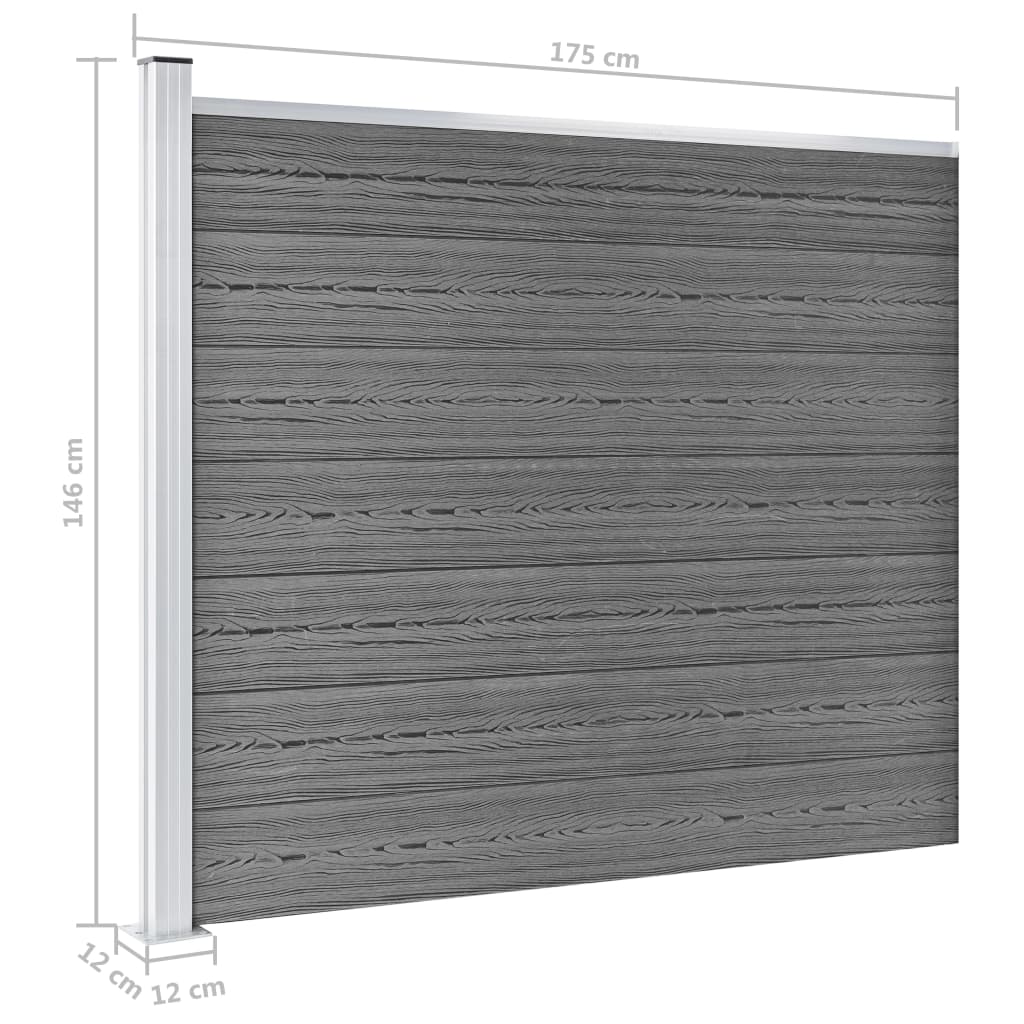 vidaXL Sada plotových panelov WPC 699x146 cm sivá