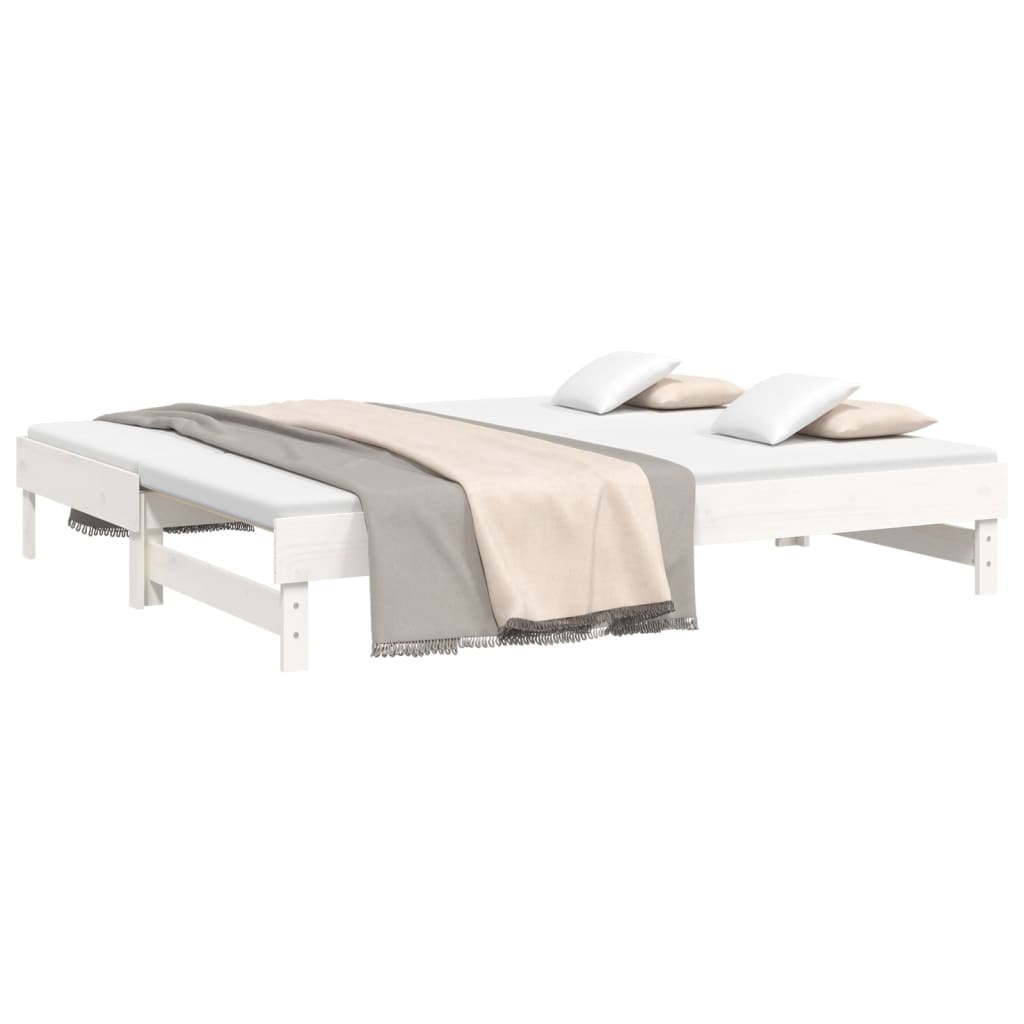 vidaXL Rozkladacia denná posteľ biela 2x(100x200) cm borovicový masív